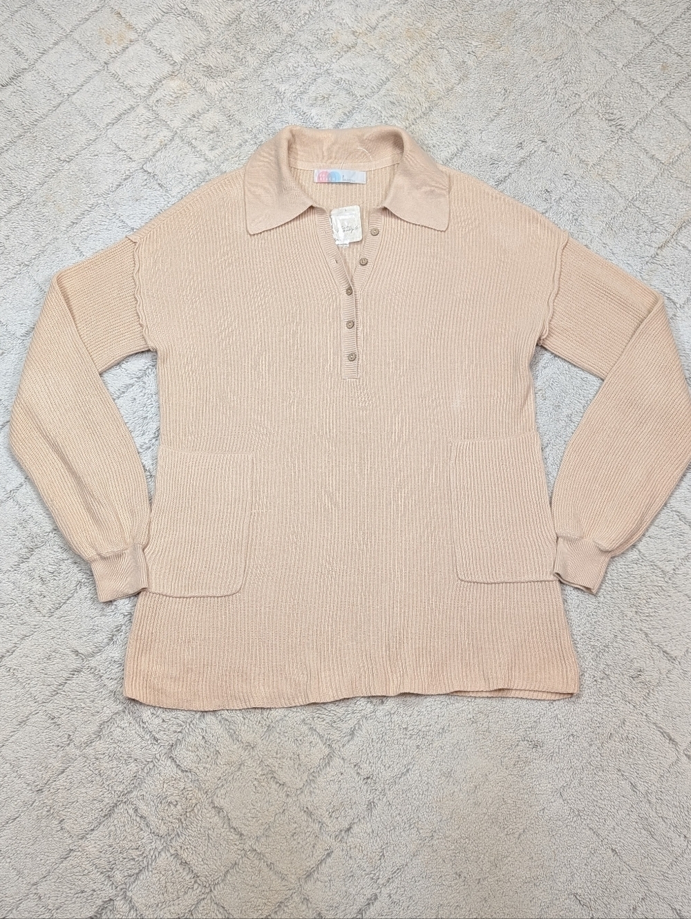 Free People Dress Womens S Beige Natural Picnic Sweater Mini Rib Knit Cotton